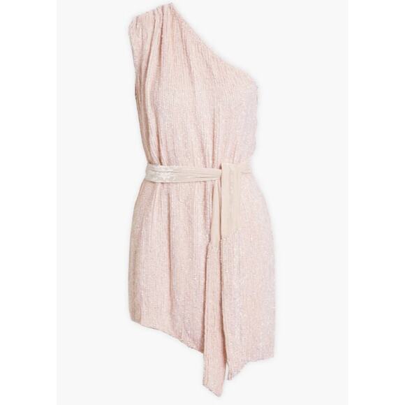 Retrofete Ella One-Shoulder Sequin Ruched Mini Dress M - Picture 2 of 6